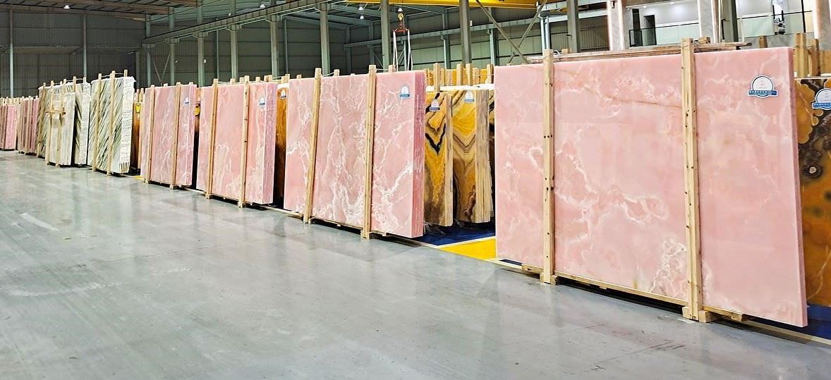pink onyx marble slab factory